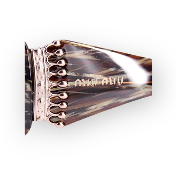 Miu Miu ♛ Metal Crown Sunglasses ♛ Brown Tortoise Shell ♛ Chic Luxury Sunnies ♛ - Picture 10 of 16